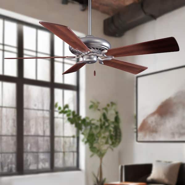 Supra 52 in. Indoor Brushed Steel with Dark Walnut Ceiling Fan