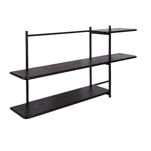 Ramone 42 in. W x 23 in. H x 9 in. D Black Wooden Decorative Wall Shelf