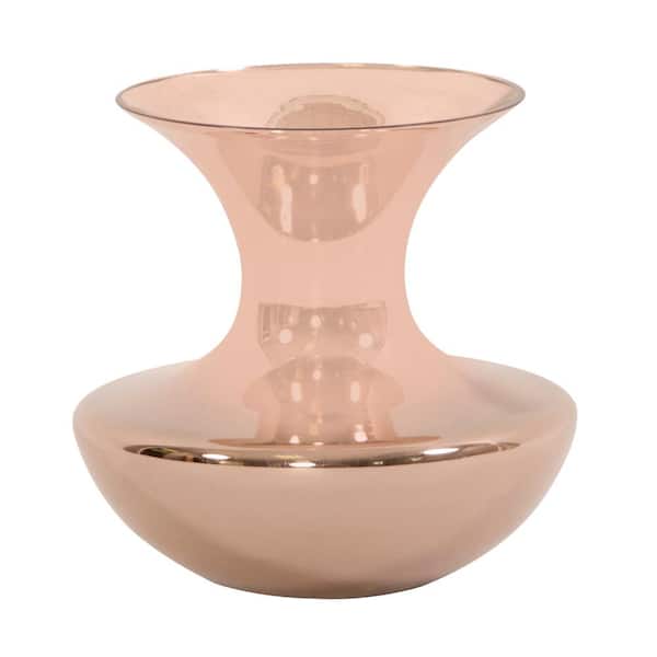 Unbranded Metallic Rose Gold Glass Flared Decorative Vase Small
