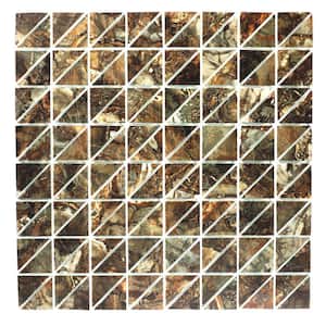 Art Deco Agate Stone 12.48 in. x 12.48 in. Triangle Square Mosaic Glass Backsplash Wall Tile (1 Sq. Ft./Piece)