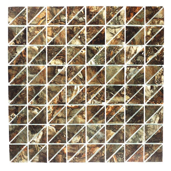 ABOLOS Art Deco Agate Stone 12.48 in. x 12.48 in. Triangle Square Mosaic Glass Backsplash Wall Tile (1 Sq. Ft./Piece)