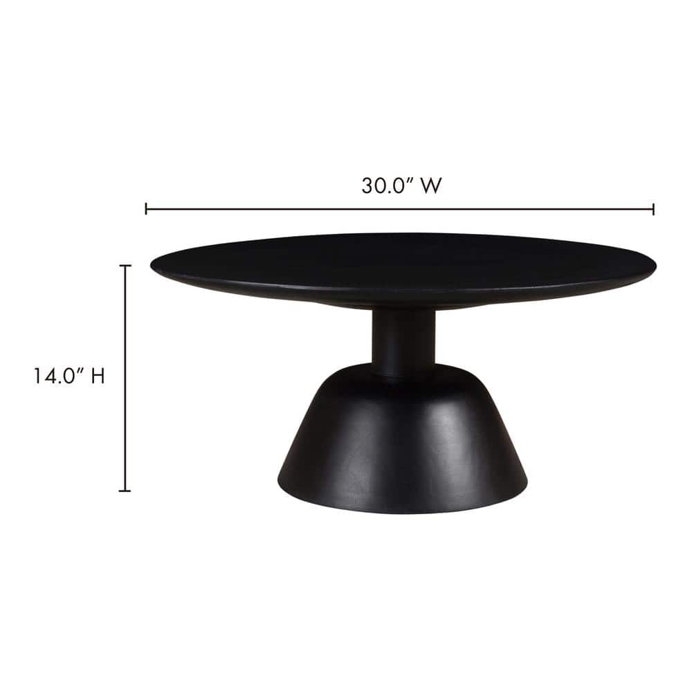 Charcoal Black Mango Wood Round Coffee Table - 55 lb Capacity