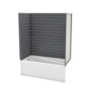 Utile Metro 32 in. x 60 in. x 81 in. Bath and Shower Kit with New Town Left Hand Drain in Thunder Grey