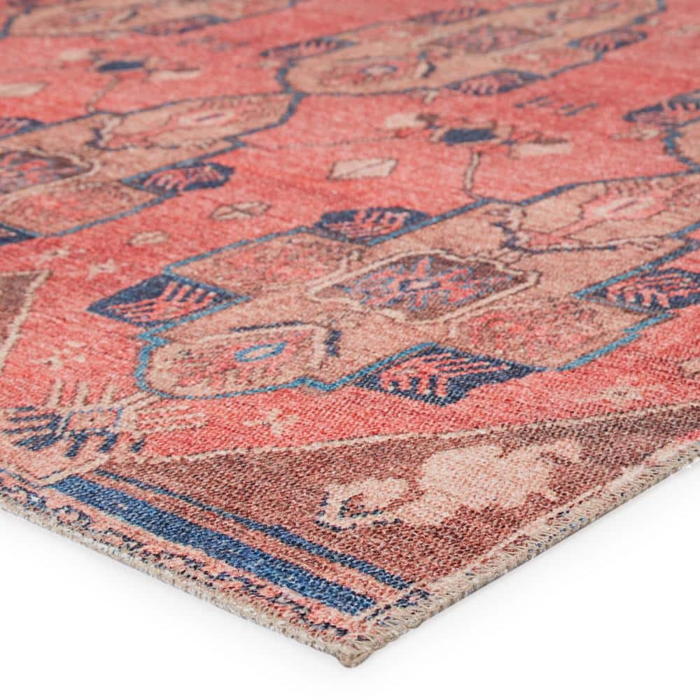 Reversible Blue and Pink Medallion Synthetic 5' x 7' Area Rug
