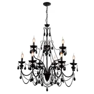 Keen 9 Light Up Chandelier With Black Finish