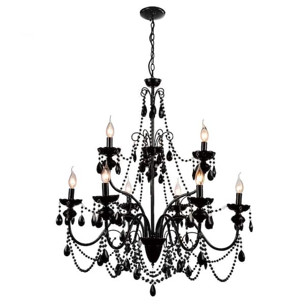 CWI Lighting Keen 9 Light Up Chandelier With Black Finish