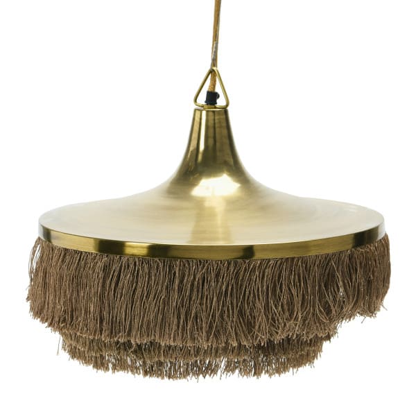 Taupe and Gold 2-Tier Metal Chandelier with Fringe