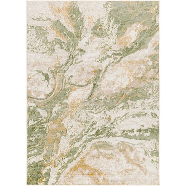 San Francisco Green Abstract 7 ft. x 9 ft. Indoor Area Rug