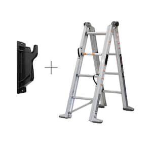 9 ft. H 12 ft. Reach Aluminum Fully Compactable Multi-Position Ladder with Wall Mount 375 lbs. Capacity Type IAA