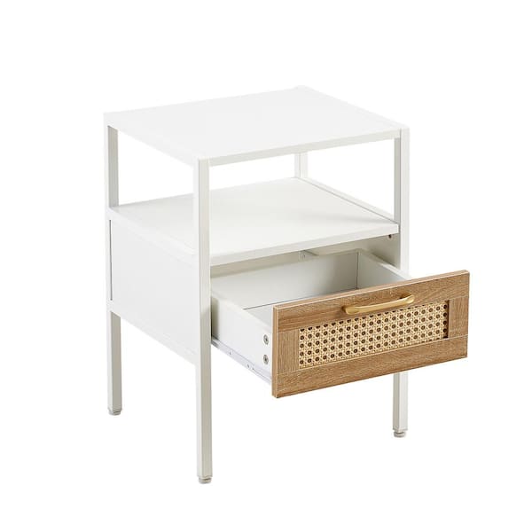 Sudzendf White MDF Rectangle Outdoor Side Table 1-Piece