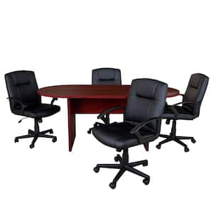 35 in. Rectangular Mahogany Conference Table Set