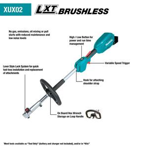 18V LXT Brushless Cordless Couple Shaft Power Head Kit w/13" String Trimmer & 20" Hedge Trimmer Attachments (4.0Ah)