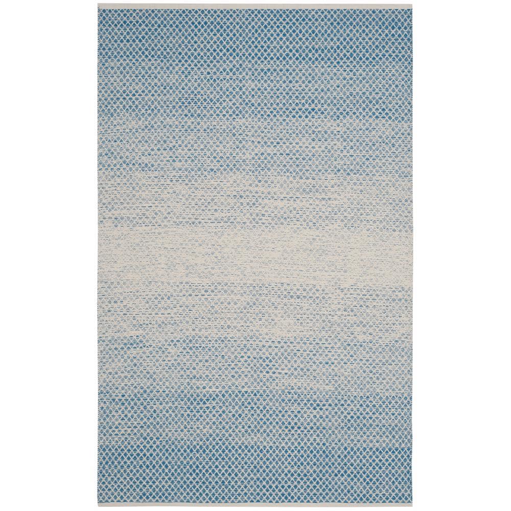 Handmade Blue/Ivory Cotton Flat Woven 4' x 6' Area Rug