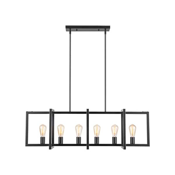 RRTYO Croyle 6-Light Black Industrial Linear Geometric