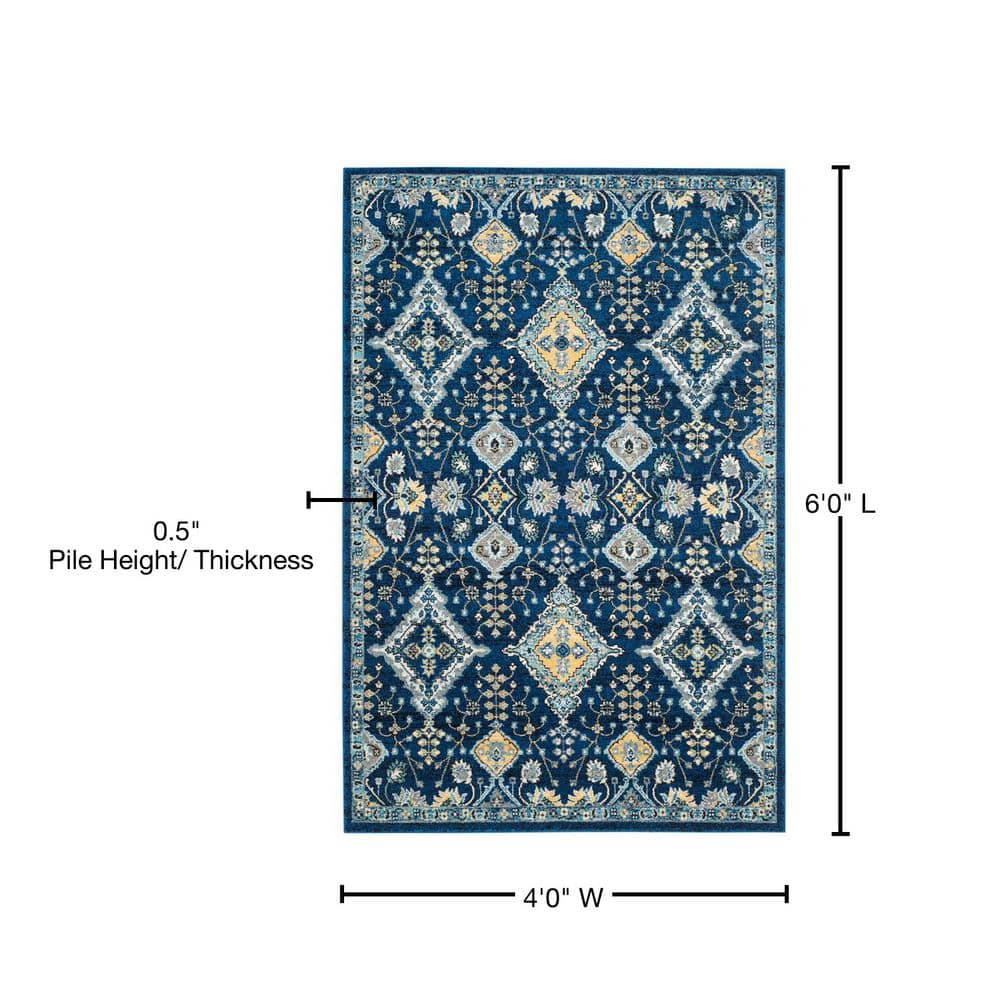 Royal Ivory High Pile Synthetic 4' x 6' Rectangular Rug