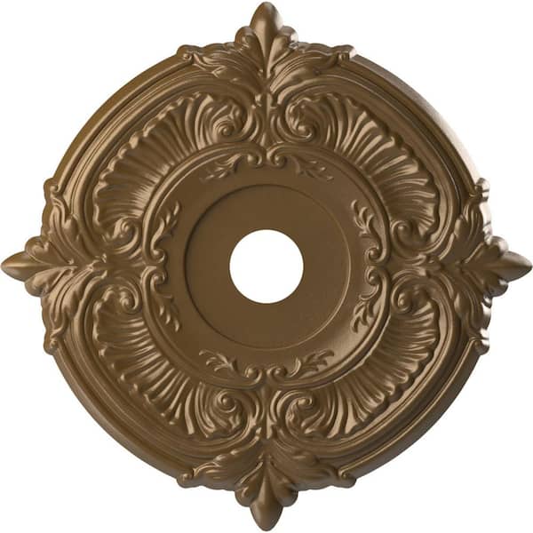 Ekena Millwork 1 in. x 22 in. O.D. x 3-1/2 in. P Attica Thermoformed PVC Ceiling Medallion Metallic Champagne Bronze