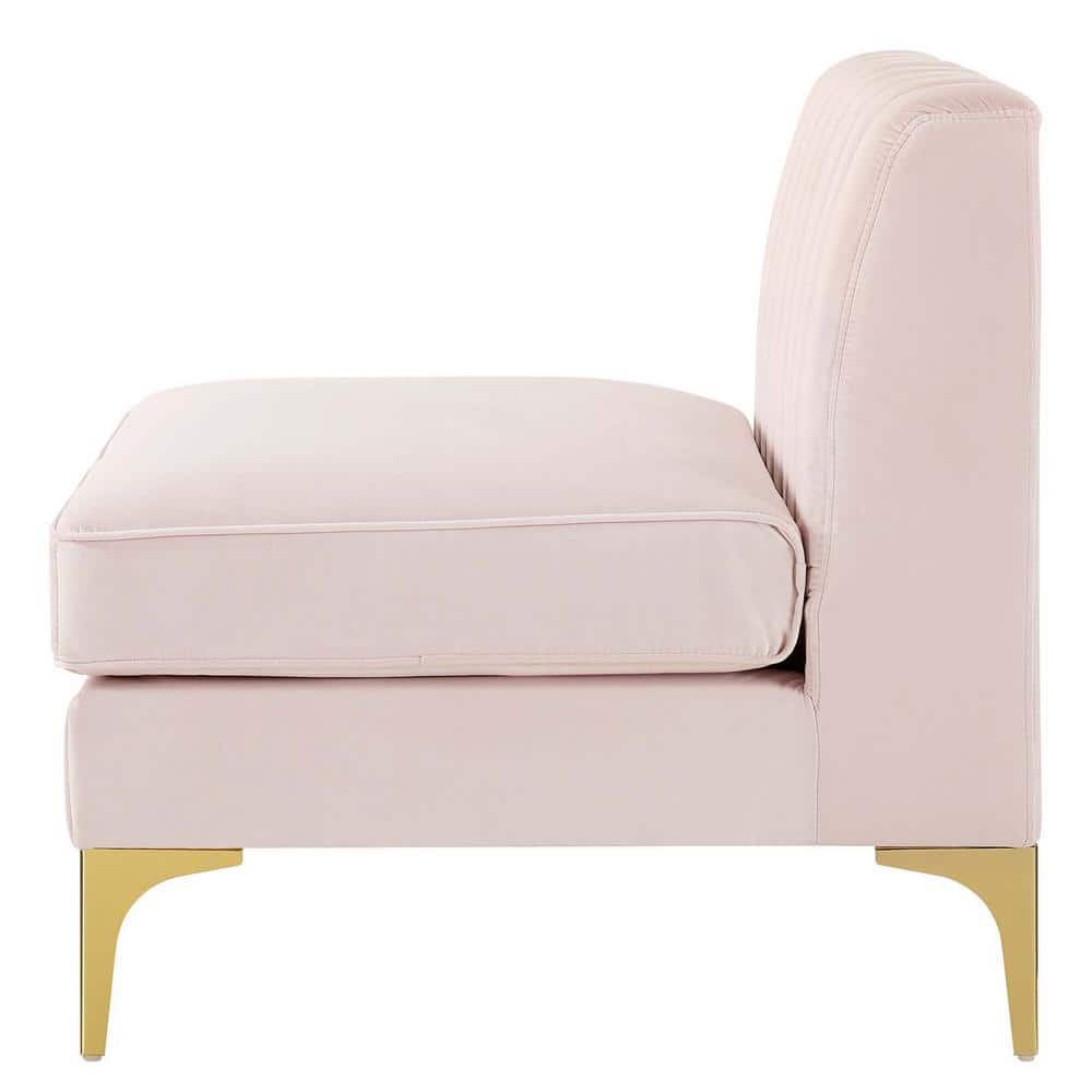 Triumph Channel Tufted Pink Velvet Armless Lounge Chair