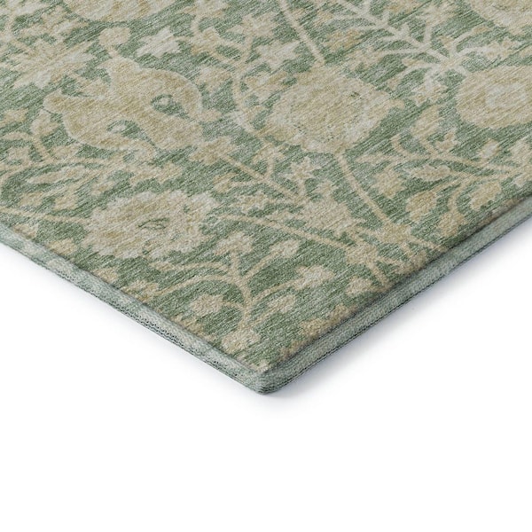 Mayfield Premium Machine Washable Abstract AMF1086 Aloe 2 ft. 3 in. x 7 ft. 6 in. Runner Rug