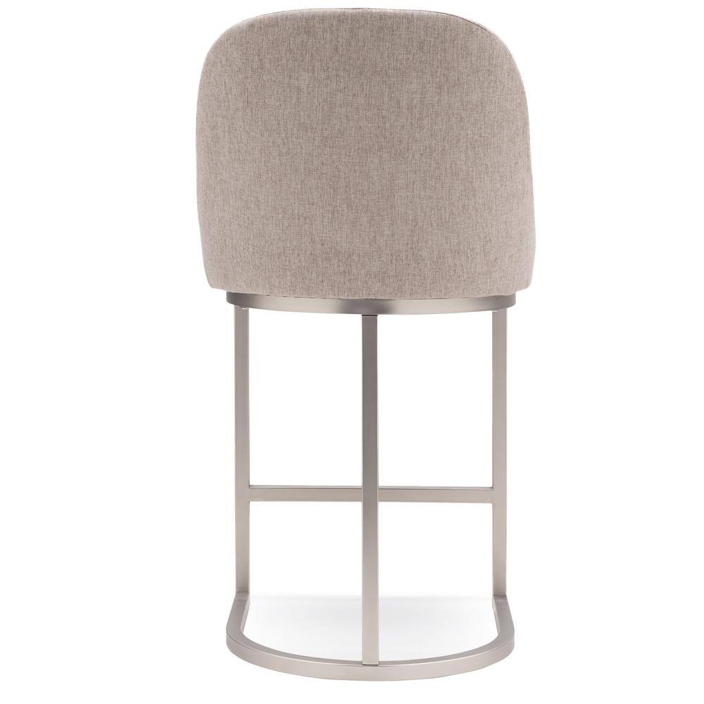Oatmeal Linen Barrelback Counter Stools with Metal Base, Set of 2