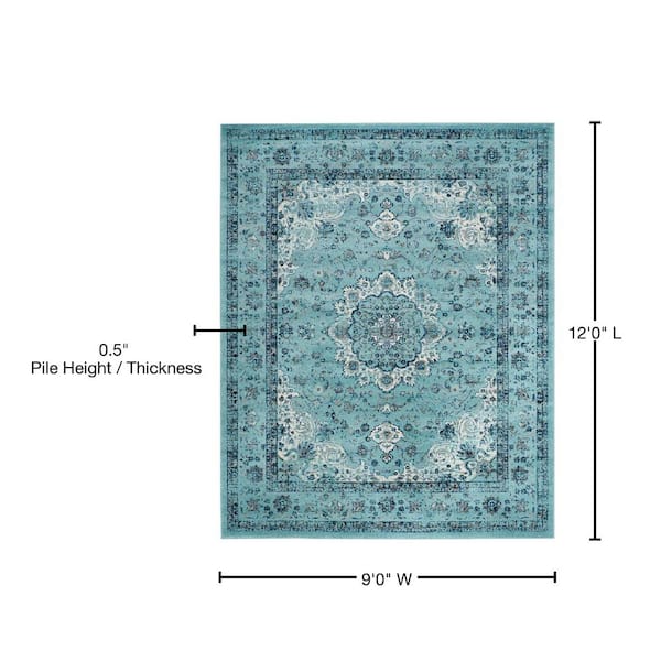 Safavieh Evoke Tappeto Passatoia In Polipropilene, Resistente Alle Macchie, Facile Da Pulire, Ideale Per Ingresso E Corridoio, Ivory E Azzurro, Cm 66x274