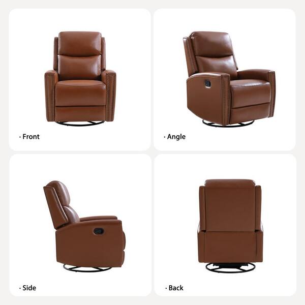 JAYDEN CREATION Regina 30.31 in. Wide Brown Genuine Leather Swivel