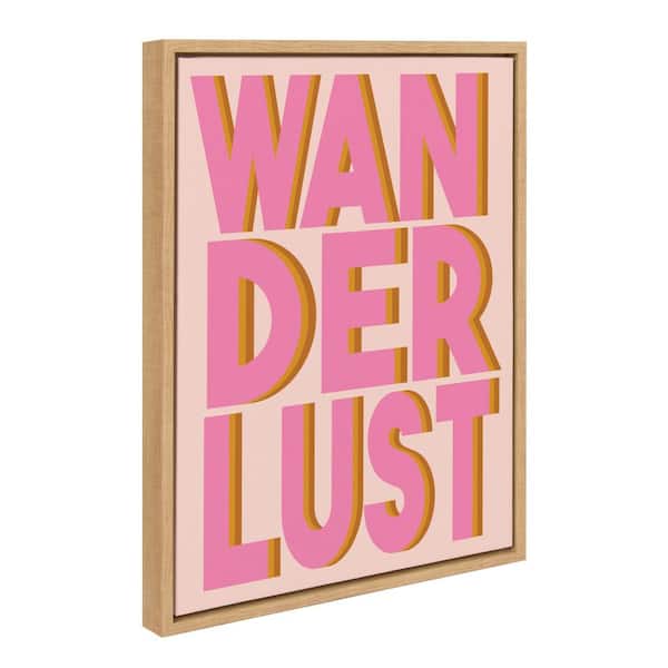 Kate and Laurel Sylvie Wanderlust Framed Canvas by Apricot and Birch (Set of 1) Typography Art Print 18.00 in. x 24.00 in.