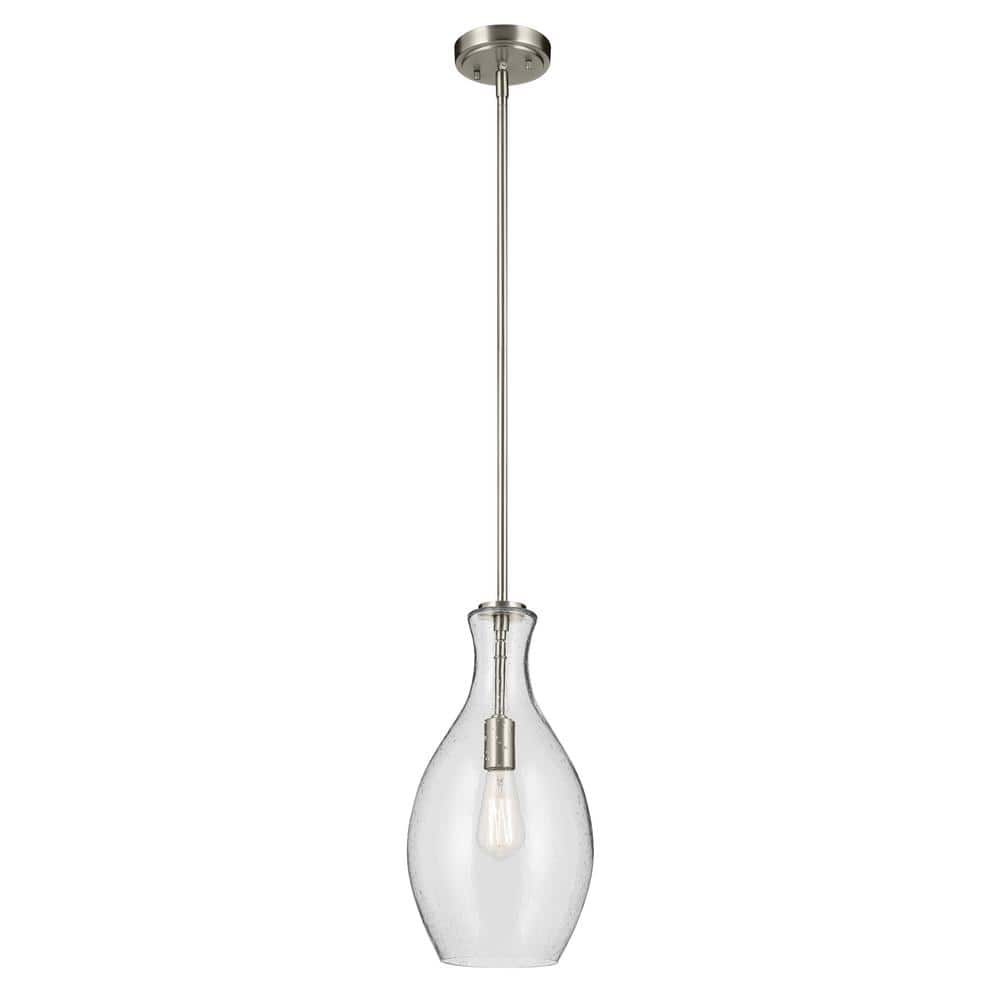 KICHLER Everly 17.75 in. 1-Light Brushed Nickel Modern Shaded Bell ...