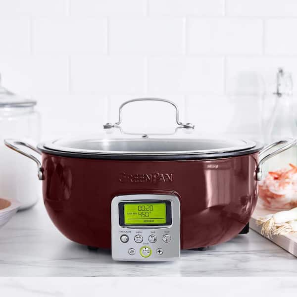 GreenPan 6QT Slow Cooker with Hard Anodized Pot, Fig Purple