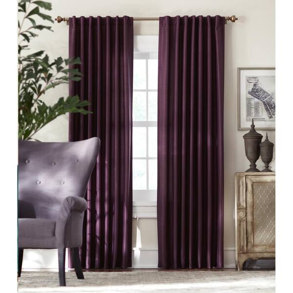 Home Decorators Collection Plum Faux Silk Back Tab Room Darkening Curtain - 54 in. W x 95 in. L