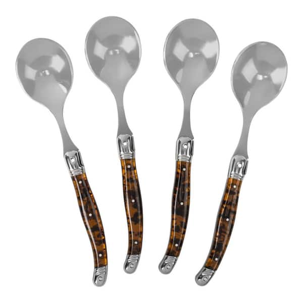 Laguiole Set of 4 Tortoise Shell Soup Spoons