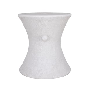 22.125 in. Dia x 24.125 in. H Oyster White Stone Round Plaster Outdoor Bistro/Umbrella Table