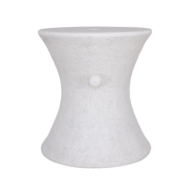 MPG 22.125 in. Dia x 24.125 in. H Oyster White Stone Round Plaster Outdoor Bistro/Umbrella Table