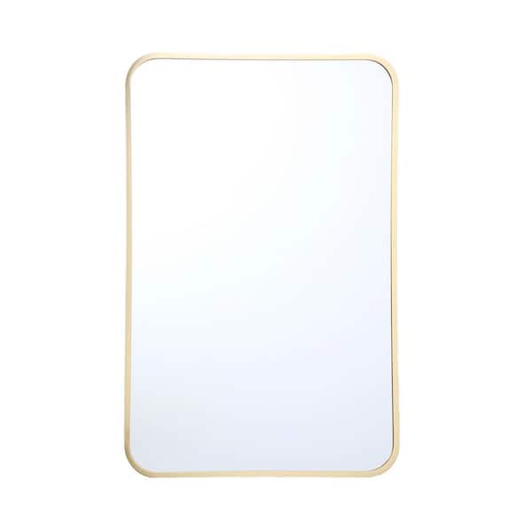 Unbranded 18 in. x 28 in. Modern Home, Gold Metal  Accent Mirror with Curved Corners