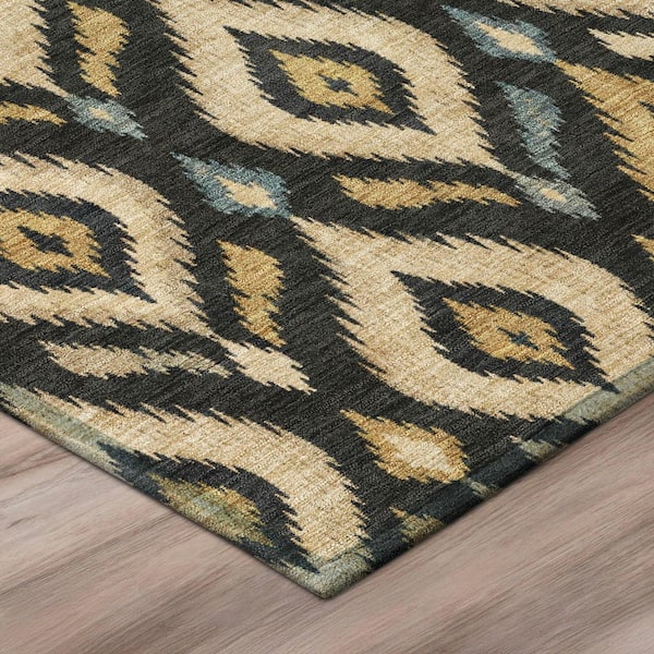 Chantille Machine Washable Indoor/Outdoor Abstract ACN3069 Black 9 ft. x 12 ft. Area Rug