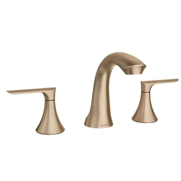 MOEN Findlay 8 in. Widespread 2-Handle Bathroom Faucet in Bronzed Gold (Valve Included)