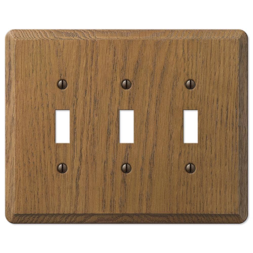 Contemporary 3 Gang Toggle Wood Wall Plate - Medium Oak price history on PriceWatchPro