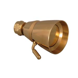 1-Spray 2.3 in. Single Wall Mount Fixed Adjustable Shower Head in Polished Brass