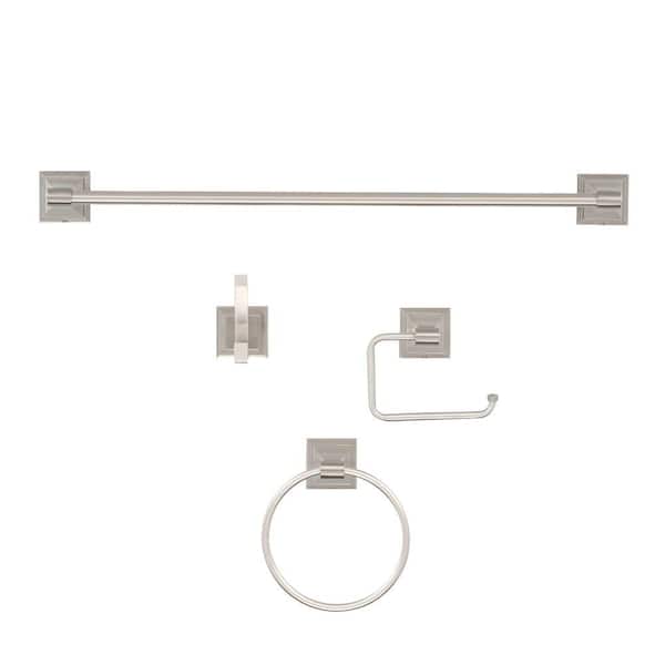 ARISTA Leonard Collection 4-Piece Bathroom Hardware Kit in Satin Nickel
