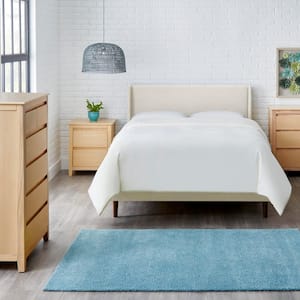 Handale Ivory Queen Upholstery Mid Century Platform Bed