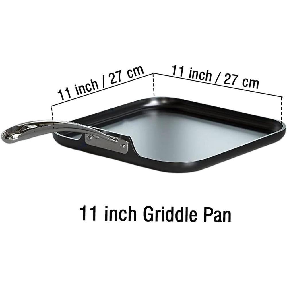 Modern Industrial 20'' Black Anodized Aluminum Square Griddle