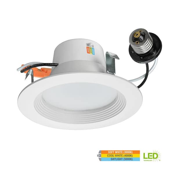 Commercial Electric 4 in. 3000K - 5000K White Integrated LED Recessed Trim with Color Selectable Feature 625 Lumens