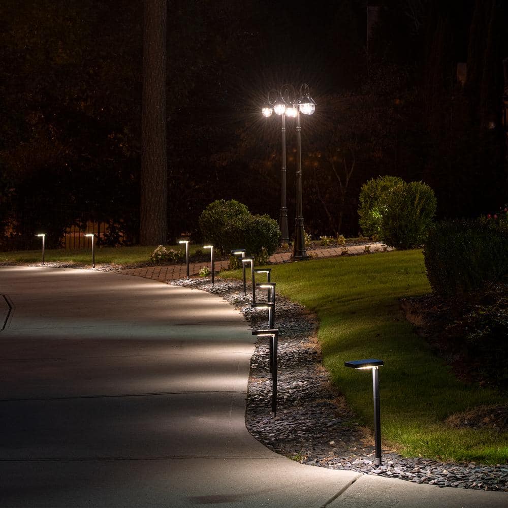 Black Cast Aluminum LED Solar Pathway Light, 26.75 Inch