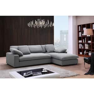 79.13 in. Square 2-piece L Shaped Fabric Sectional Sofa in Gray with Chaise
