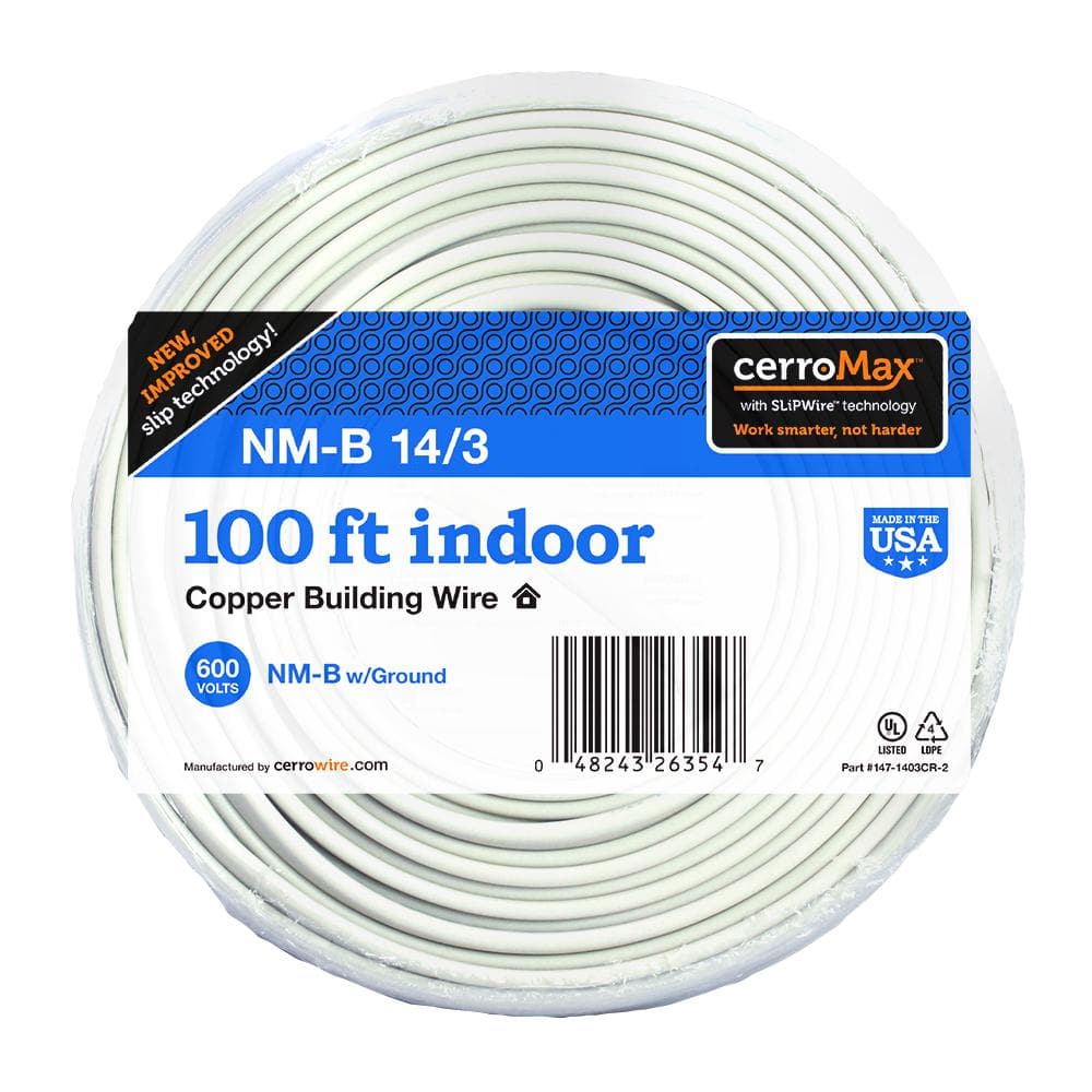14 AWG 2 Conductor, NM-B Wire with ground, White