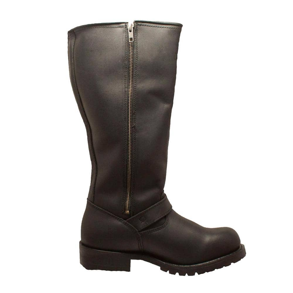 Mens black leather deals boots with zipper