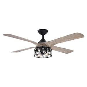 52 in. Indoor Crystal Ceiling Fan with Remote Control, AC Reversible Motor, 6-Speeds