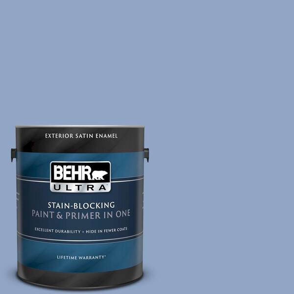 BEHR ULTRA 1 gal. #UL240-16 Blue Hydrangea Satin Enamel Exterior Paint and Primer in One