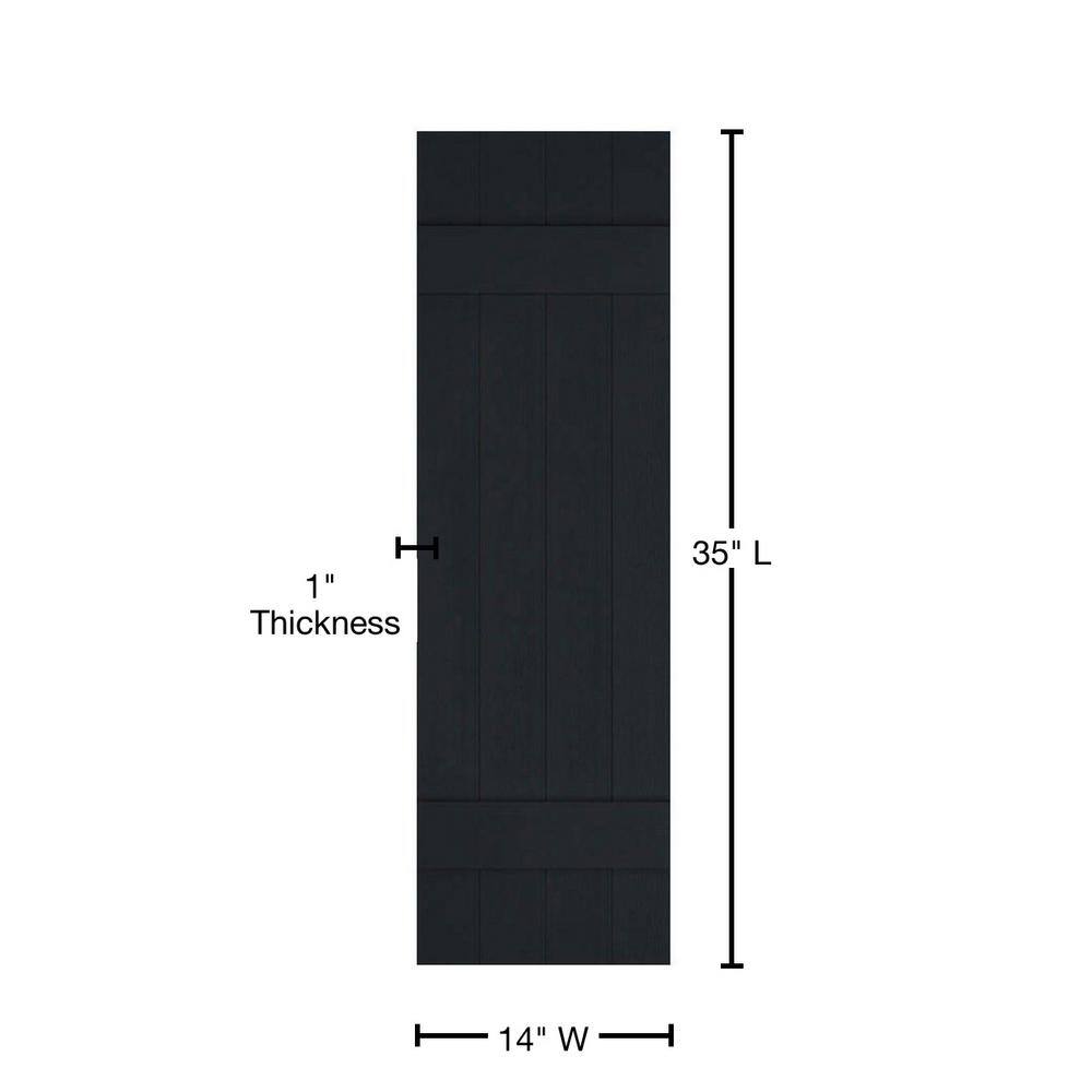 Black Vinyl 14'' x 35'' Board and Batten Exterior Shutters