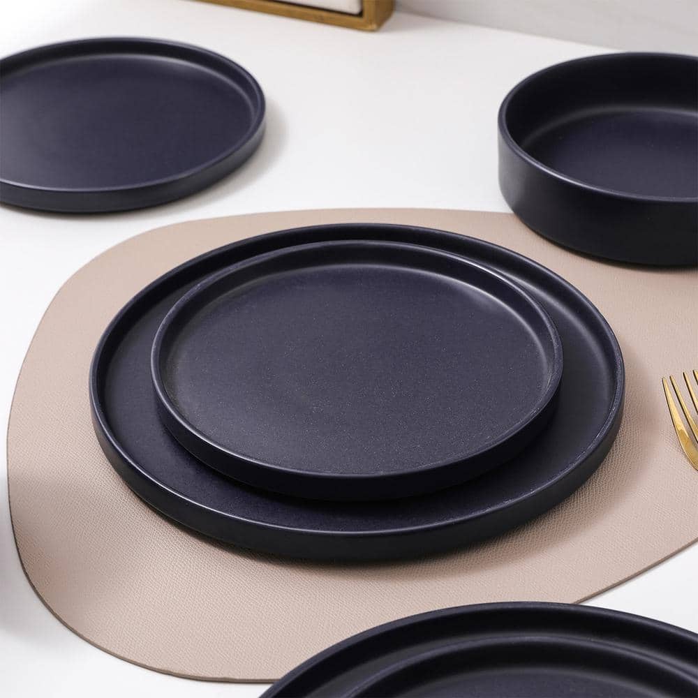 Dark Blue Ceramic Minimalist 16-Piece Mug Set