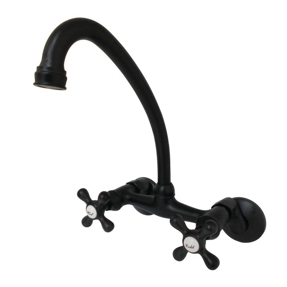High Spout Adjustable Center 2-Handle Wall-Mount Standard Kitchen Faucet in Matte Black price history on PriceWatchPro